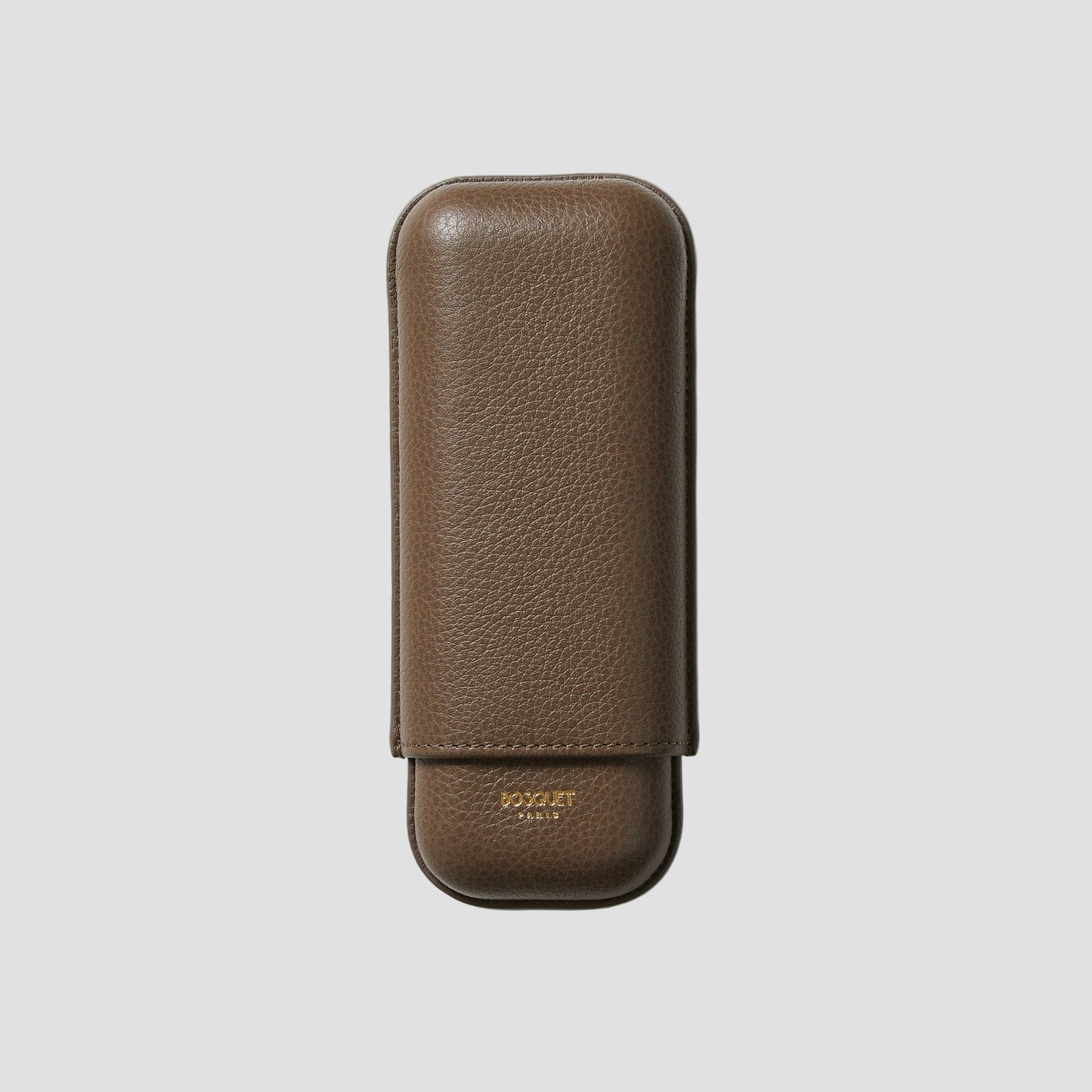 Grained Calf Leather cigar Case For 2 cigars - grey taupe, genuine leather cigar case, elegant handcrafted cigar case