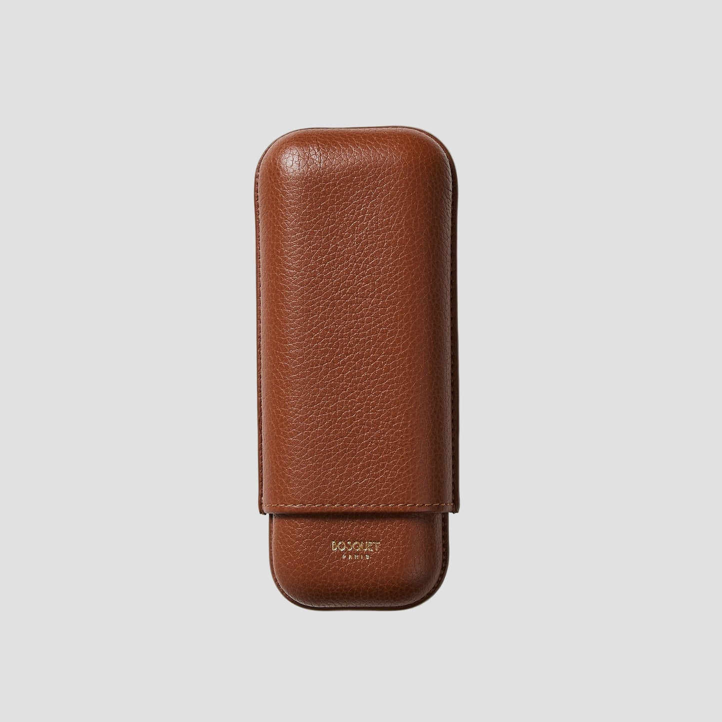 Grained Calf Leather cigar Case For 2 cigars - light brown, genuine leather cigar case, elegant handcrafted cigar case