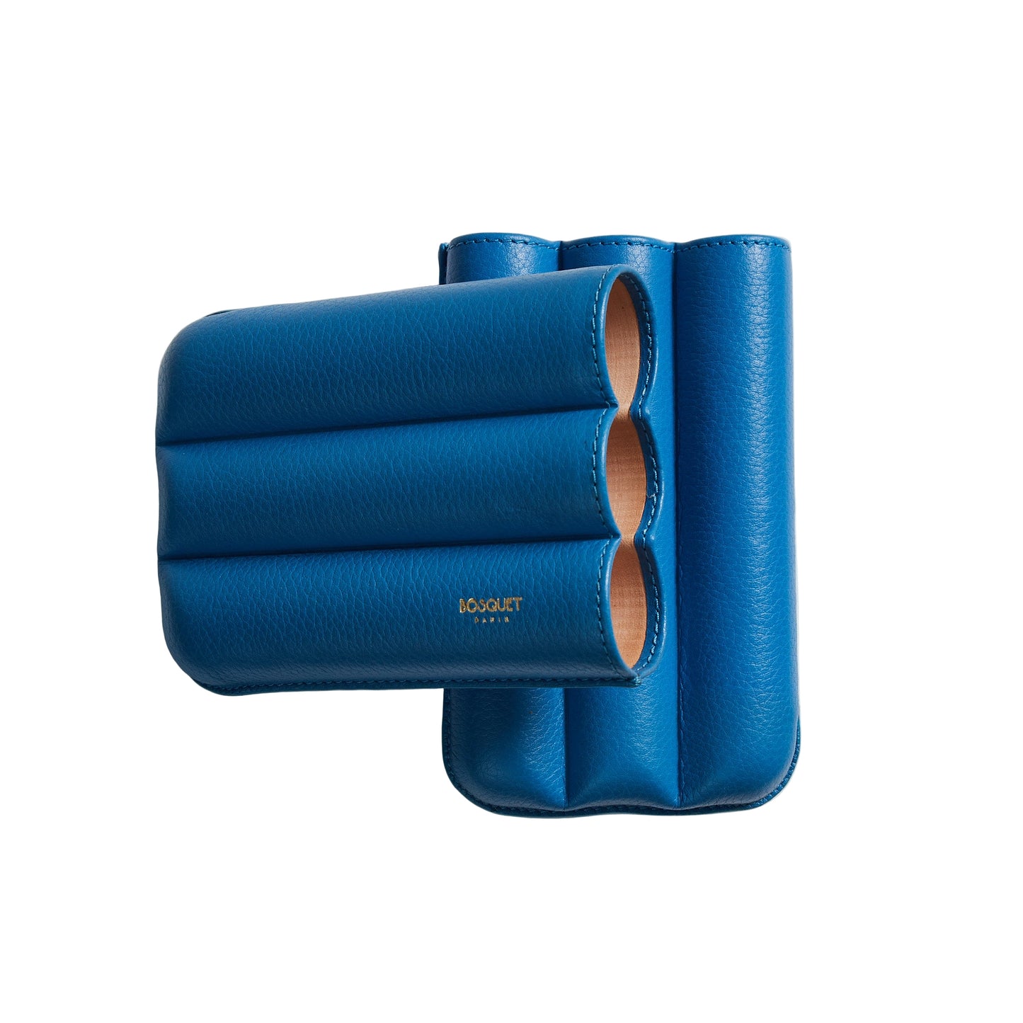 Grained Calf Leather cigar Case For 3 cigars - capri blue, genuine leather cigar case, elegant handcrafted cigar case
