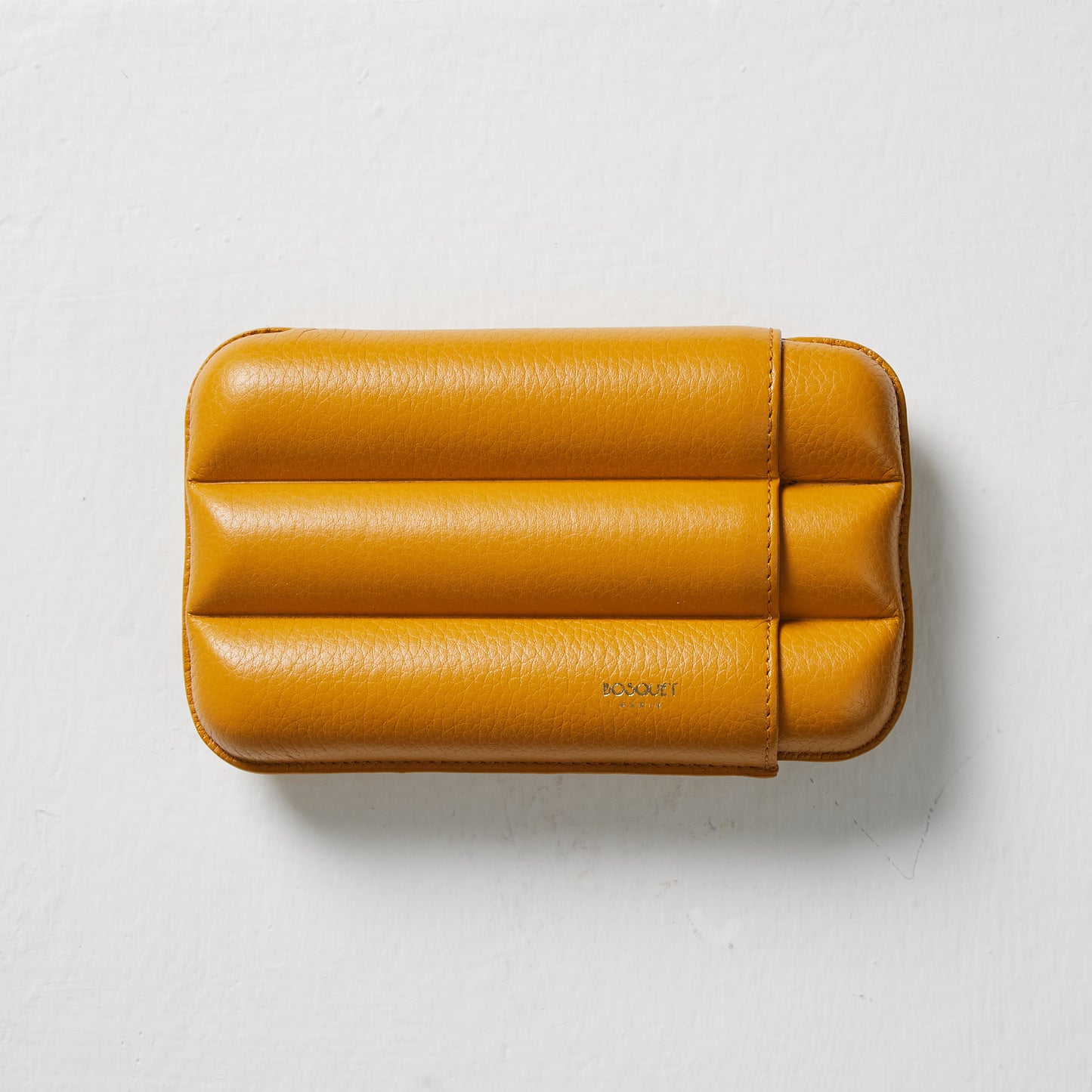 Grained Calf Leather cigar Case For 3 cigars - yellow, genuine leather cigar case, elegant handcrafted cigar case