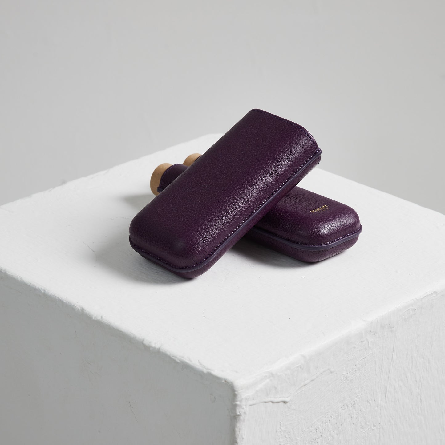 Grained Calf Leather cigar Case For 2 cigars - purple, genuine leather cigar case, elegant handcrafted cigar case