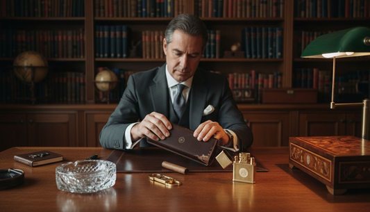 Luxury cigar gifts in elegant leather and gold