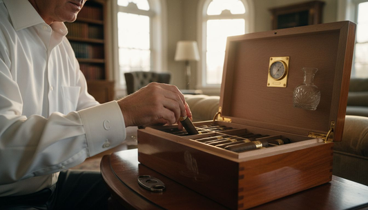 Placing cigars into a luxury humidor