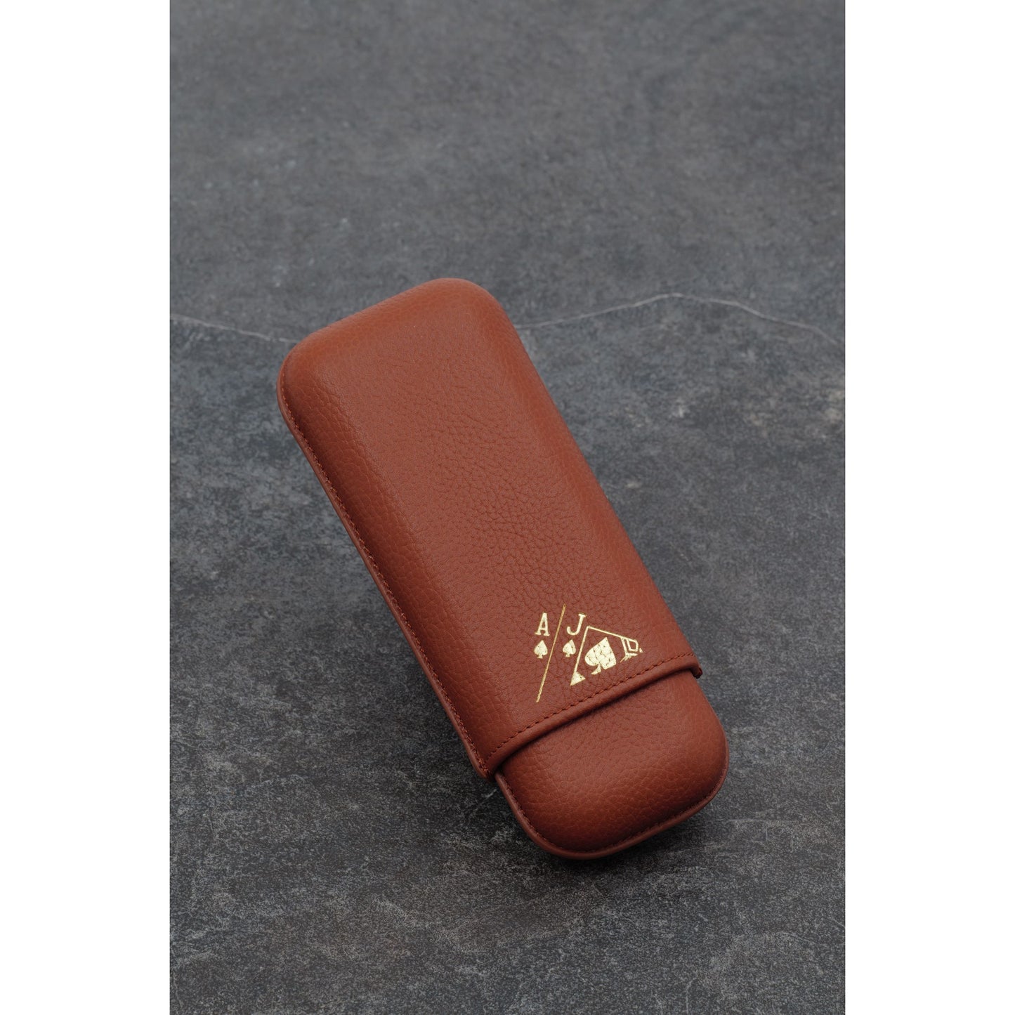 Grained Calf Leather Case For 2 - Beige Card Casino