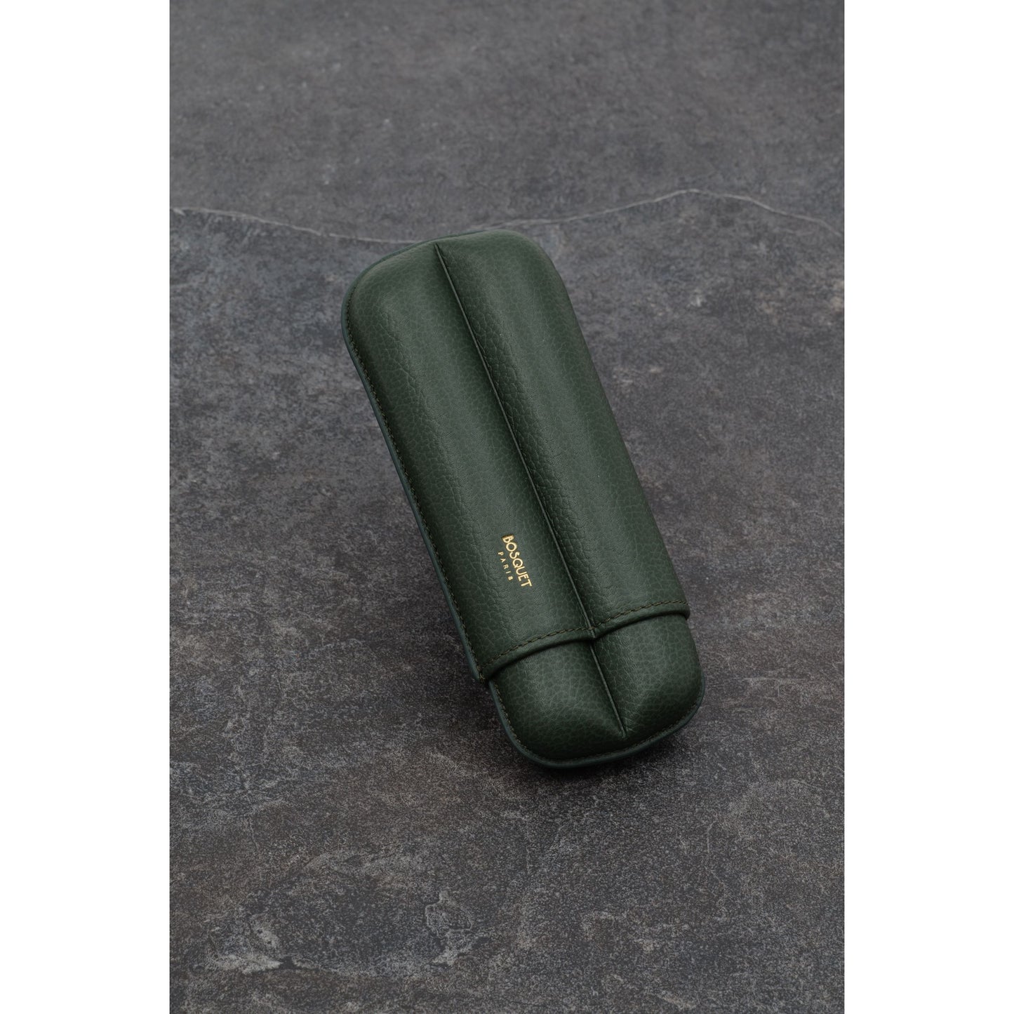 Grained Calf Leather Case For 2 -  Dark Green