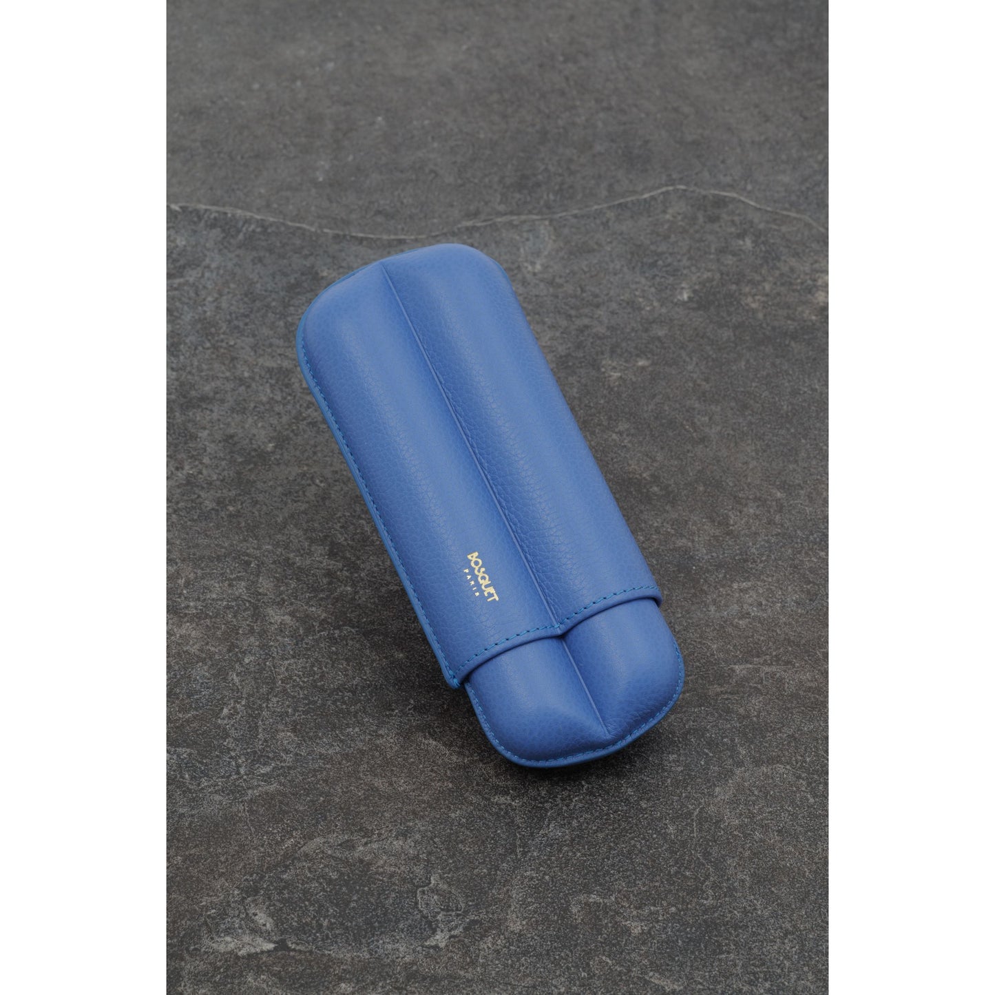 Grained Calf Leather Case For 2 - Bleu Ciel