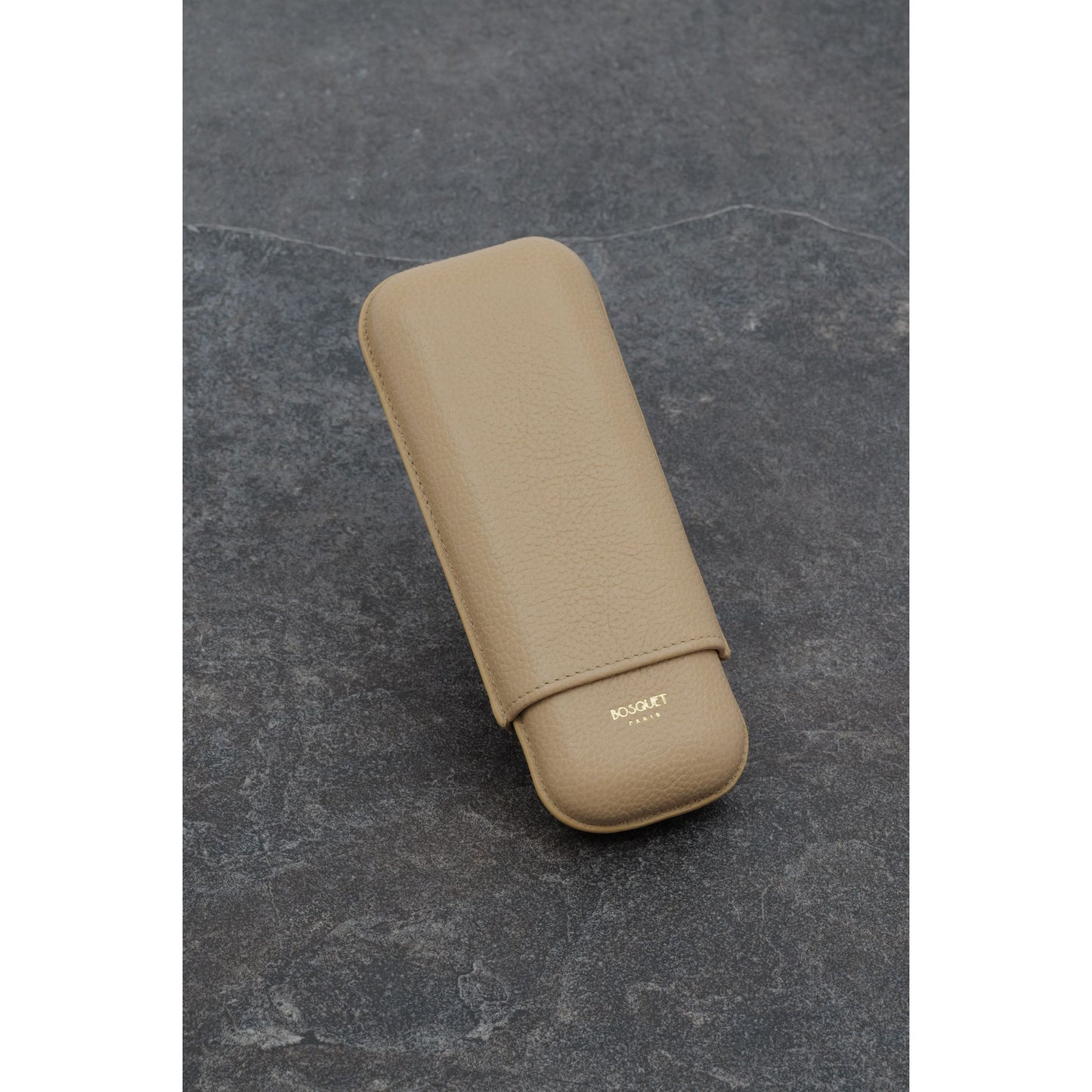 Grained Calf Leather Case For 2 - Piedra Cream