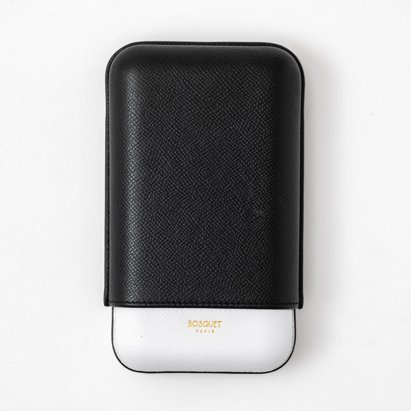 Grained Calf Leather Case For 3 - Black and White