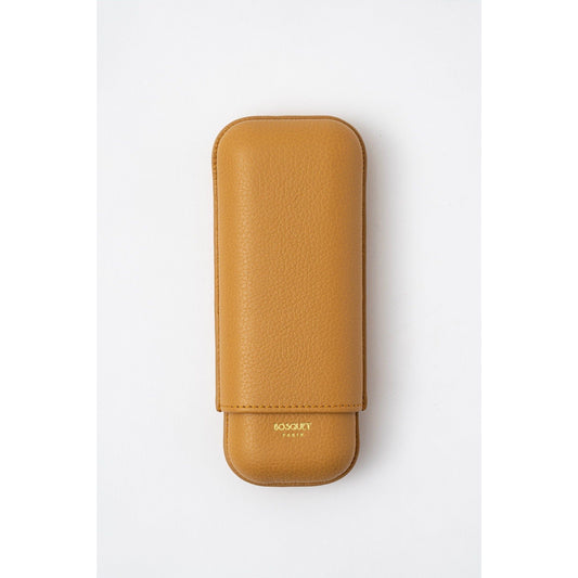 Grained Calf Leather Case For 2 - Golden