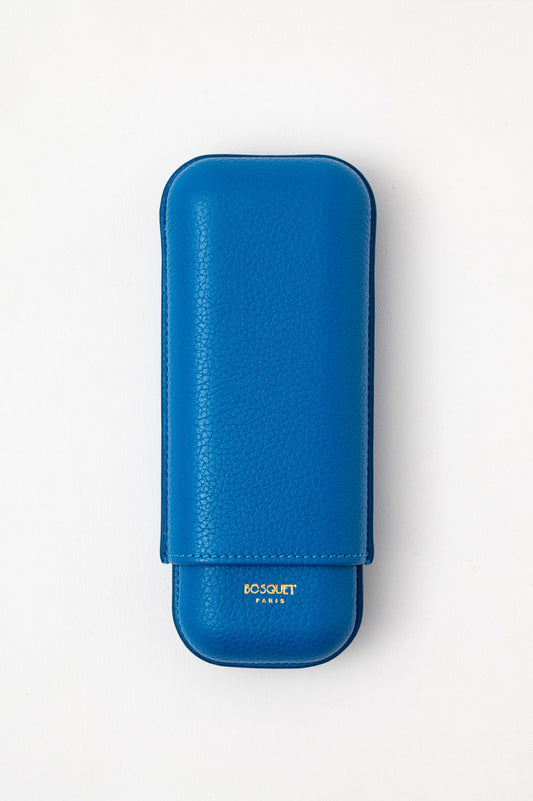 Grained Calf Leather Case For 2 - Capri Blue