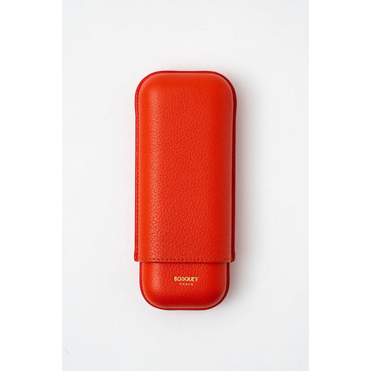 Grained Calf Leather Case For 2 - Light Red