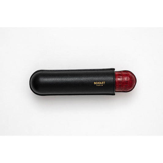 Grained Calf Leather case for 1 - Black Red