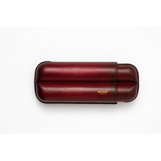 Leather Case for 2 - Hand finished in Patina Wine Red