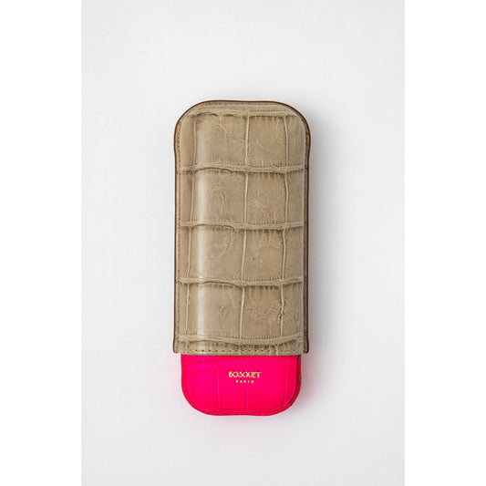 Genuine Crocodile Leather Case for 2 - Grey & Neo Pink