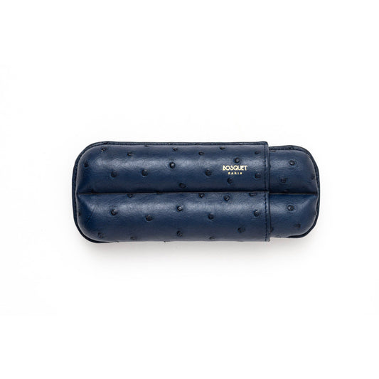 Ostrich Leather Case for 2cigars - Presidential Blue