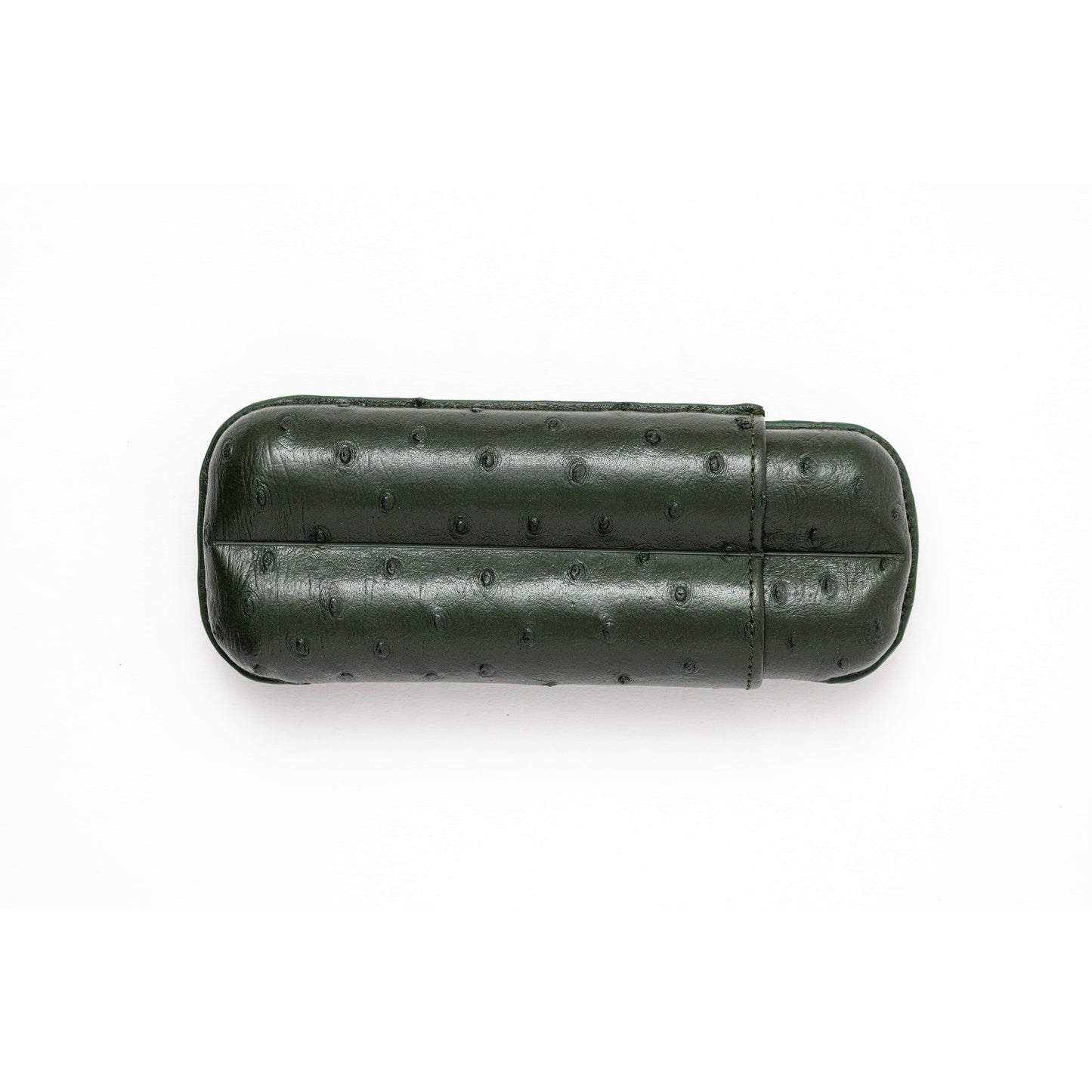 Ostrich Leather Case for 2 cigars - Olive Green