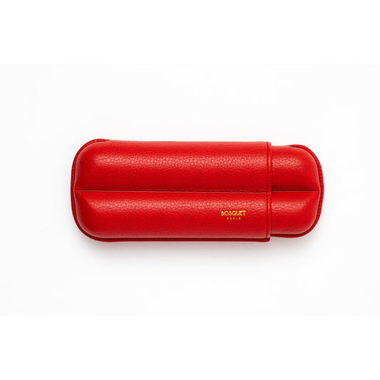 Grained Calf Leather Case For 2 - Red