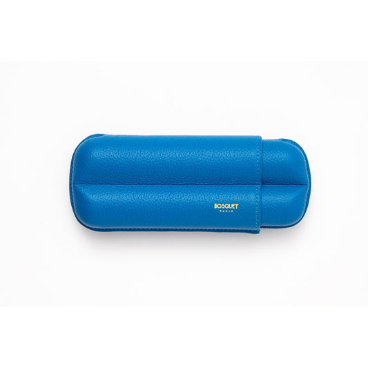 Grained Calf Leather Case For 2 - Capri Blue