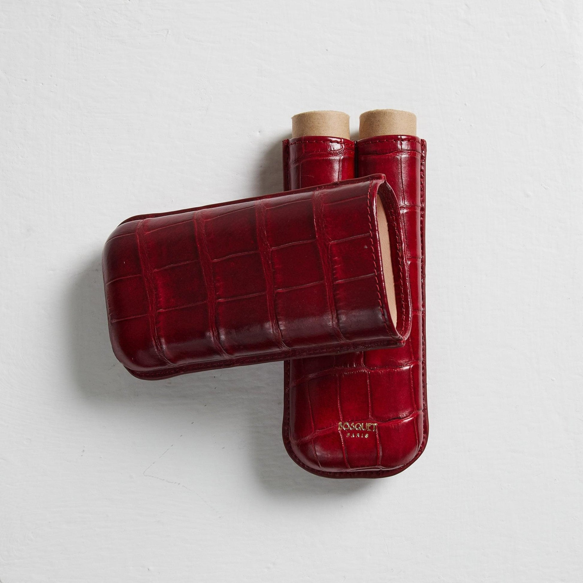 Red crocodile cigar case - Luxury leathergoods