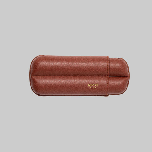 Grained Calf Leather Case For 2 - Brown York