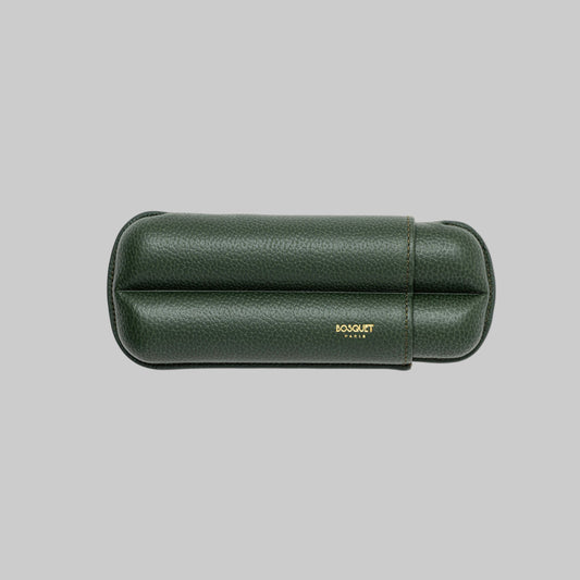 Grained Calf Leather Case For 2 -  Dark Green
