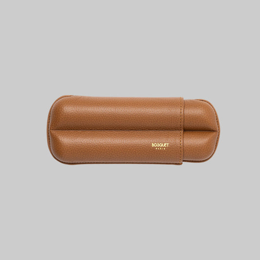 Grained Calf Leather Case For 2 - Tan