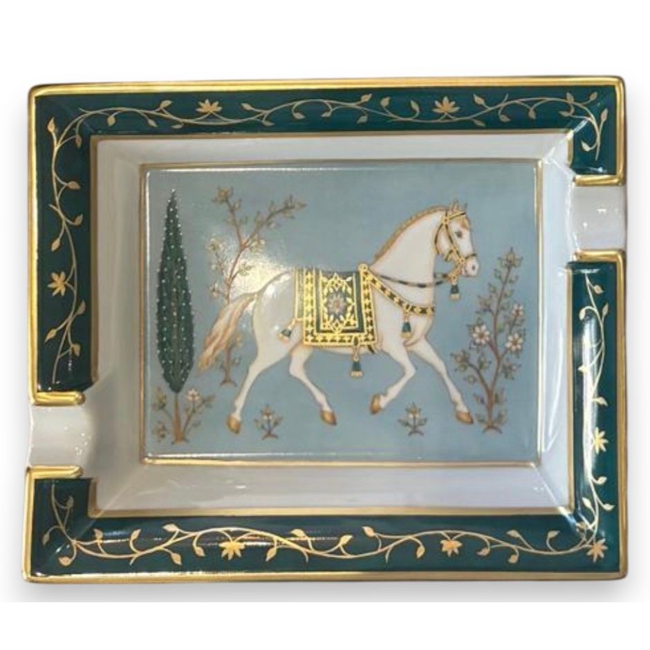 Porcelain ashtray - hand painted Andaluzian white horse