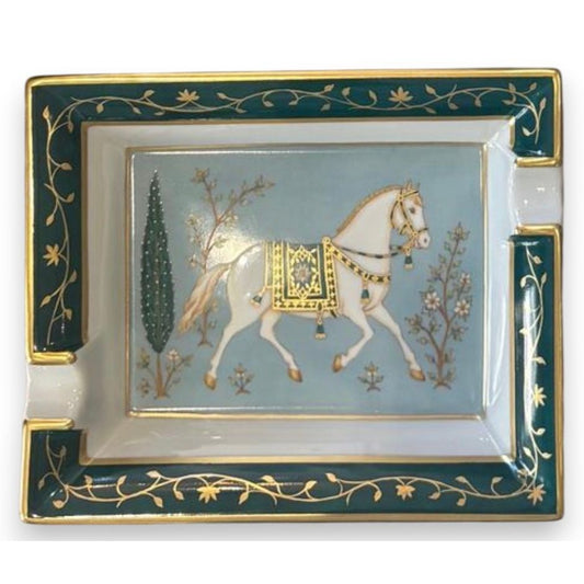 Porcelain ashtray - hand painted Andaluzian white horse