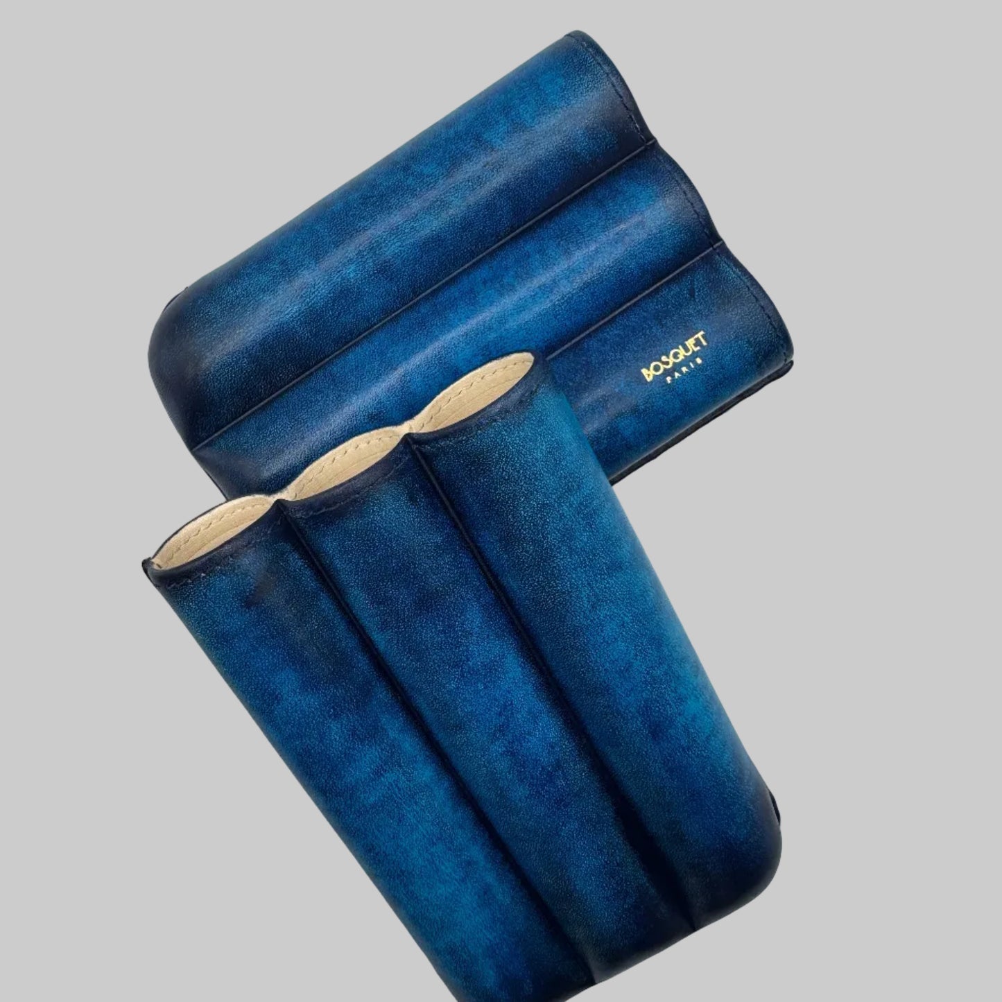 Smooth Calf Leather Case for 3 - Patina Finish Blue 27mm