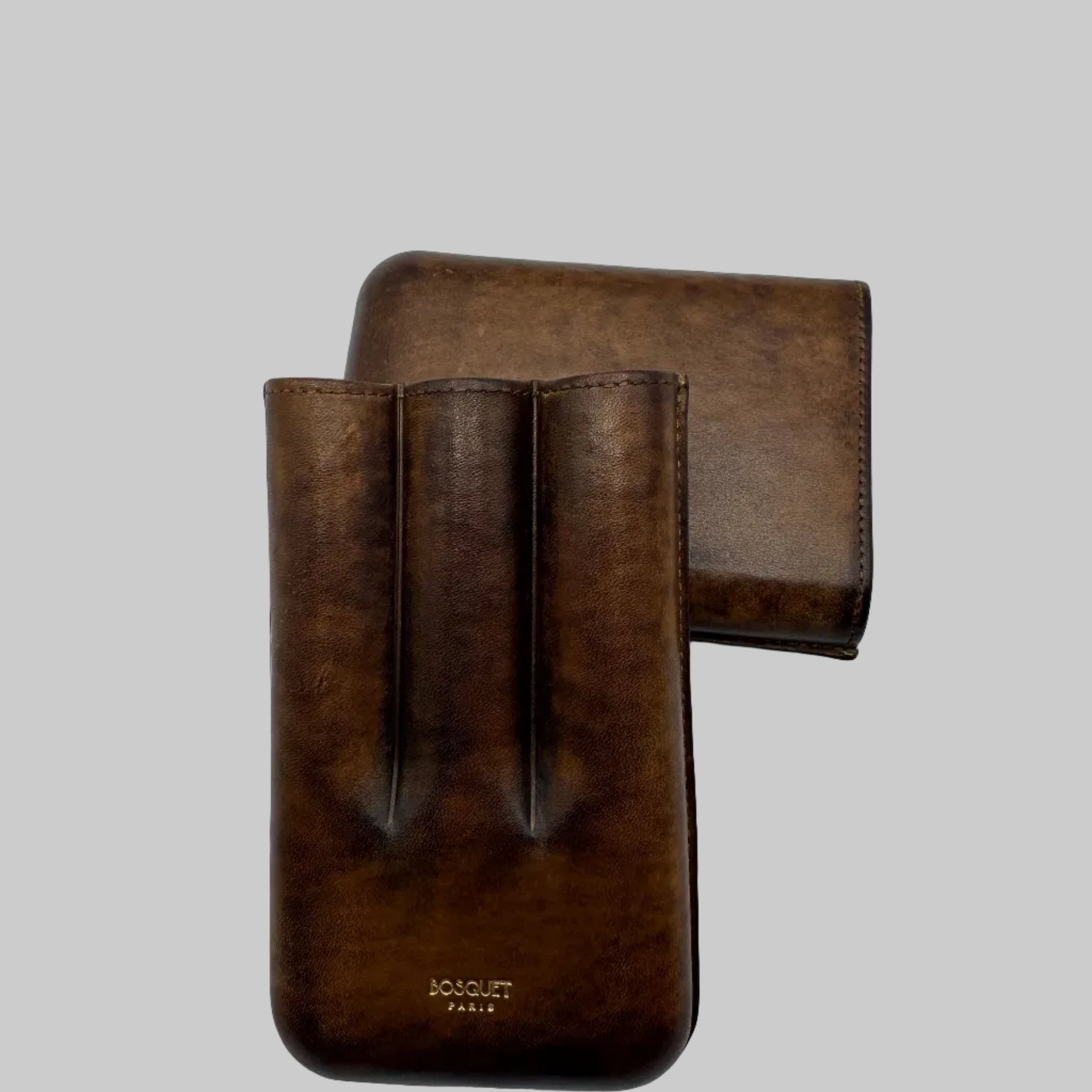 Calf Leather 3-Cigar Case Brown Patina | Bosquet – Bosquet Paris
