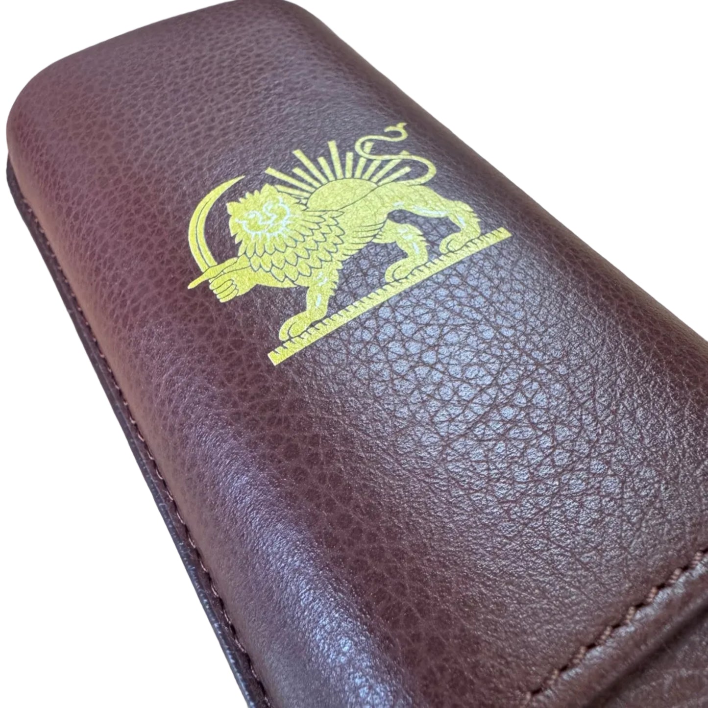 Grained Calf Leather Case For 2 - Dark Brown