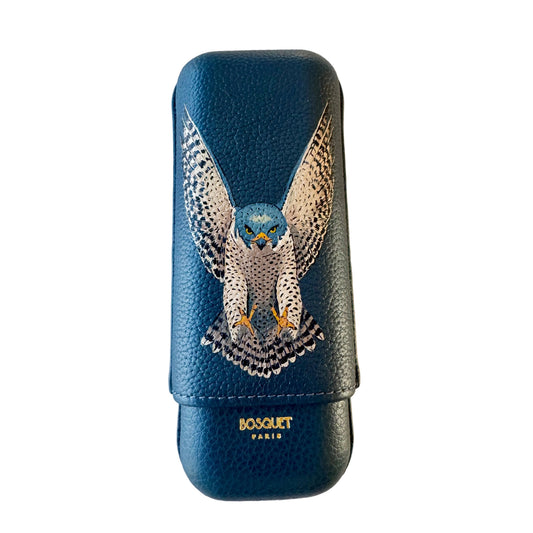 Falcon preying Calf Leather Case For 2 - Blue