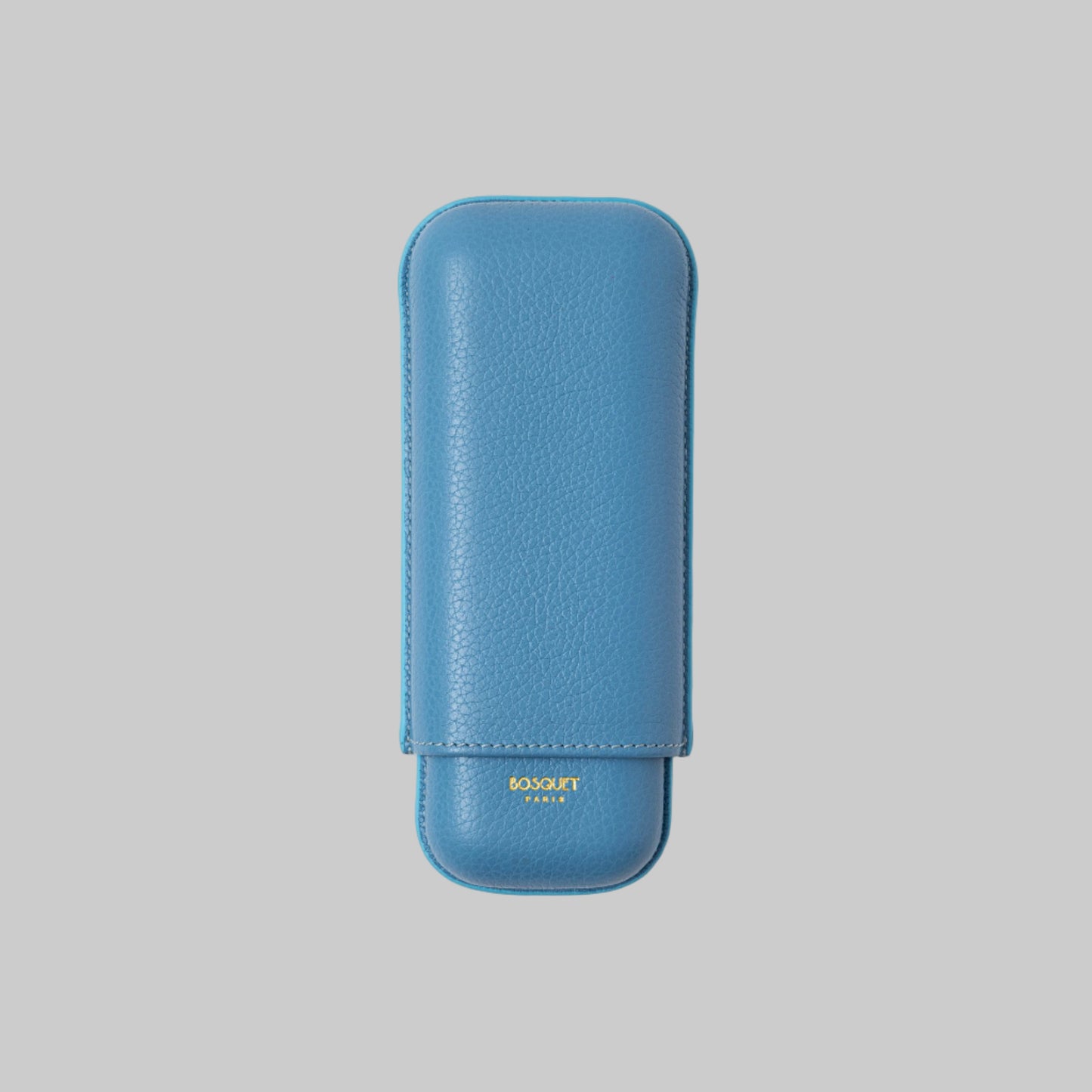 Grained Calf Leather Case For 2 - Bleu ciel
