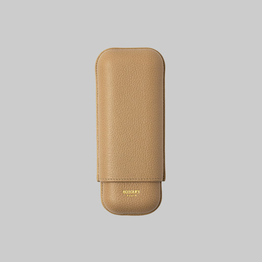 Grained Calf Leather Case For 2 - Piedra Cream