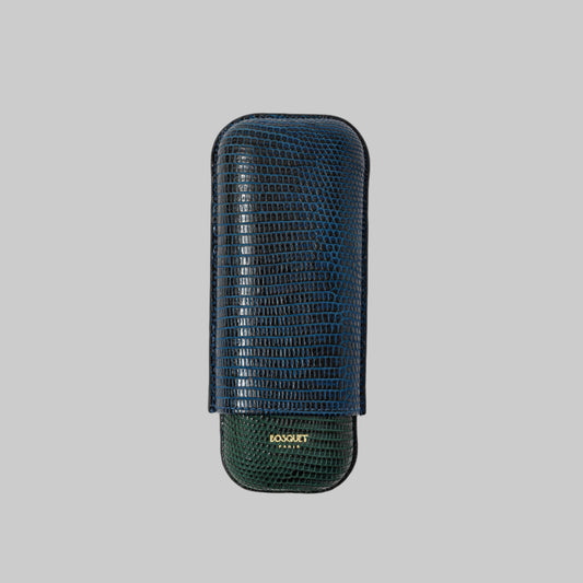 Lizard Leather Case for 2 - Two Tone Blue Green