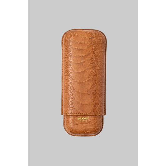 Ostrich Leg Leather Cigar Case - Safari Beige