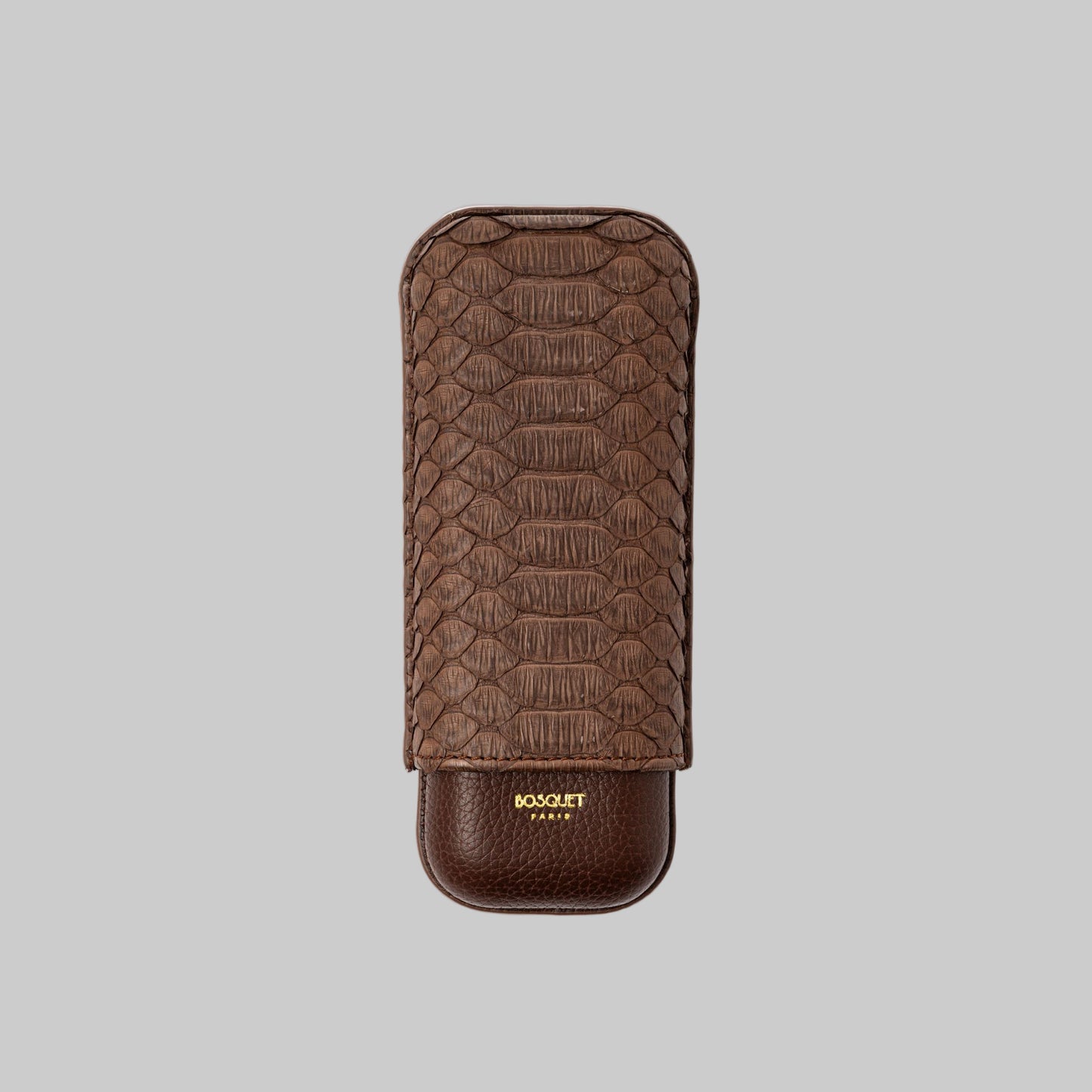 Genuine Python Grained Calf Leather Case for 2 - Brown