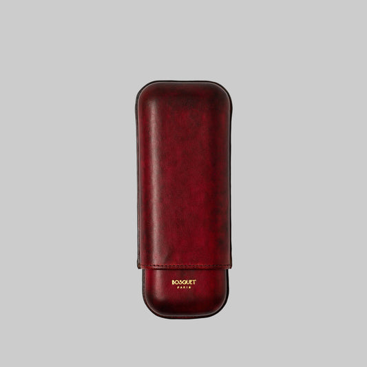 Smooth Leather Case for 2 - Patina Finish Burgundy