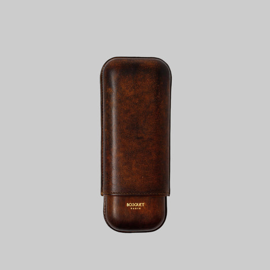 Smooth Leather Case for 2 - Patina Finish Dark Brown