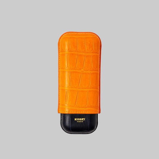 Genuine Crocodile Leather Case for 2 - Two tone Orange Black