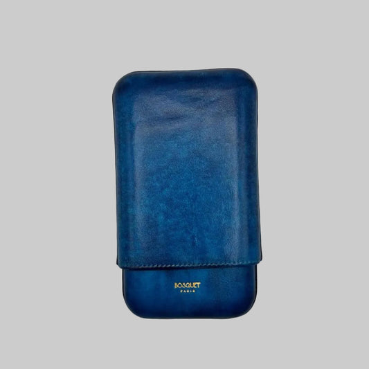 Calf Leather Case for 3 - Patina Hand finish Blue
