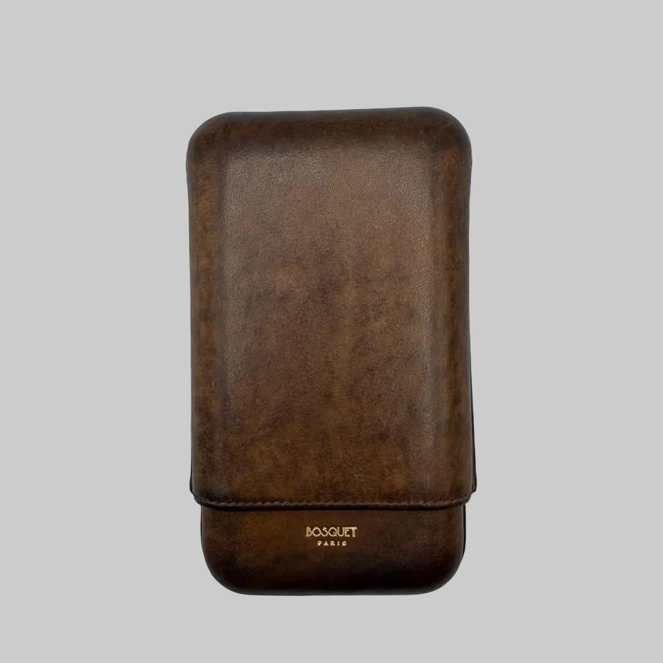 Calf Leather 3-Cigar Case Brown Patina | Bosquet – Bosquet Paris