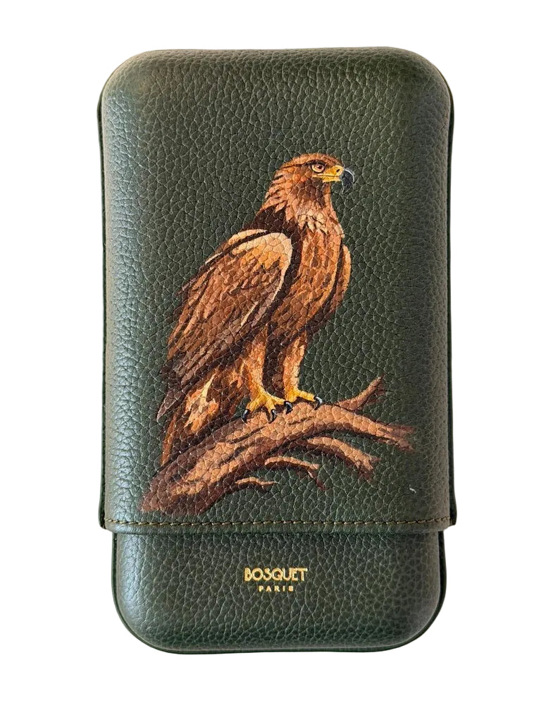 Hawk Grained Calf Leather Case For 3 - Green