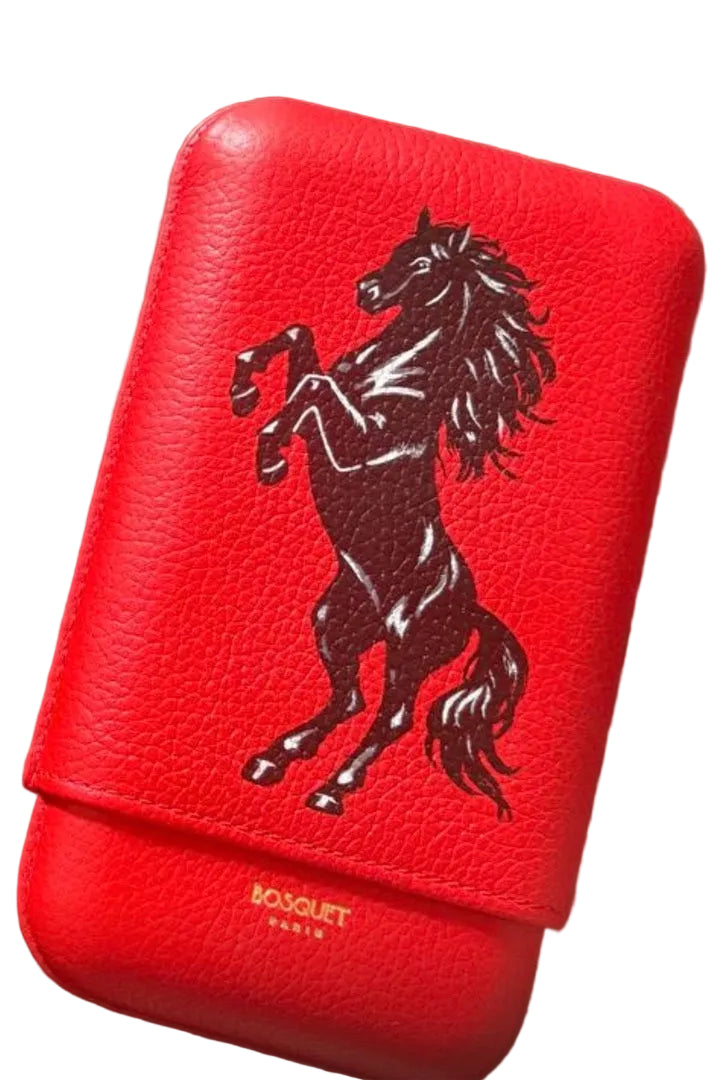 Horse Grained Calf Leather Case For 3 - Red