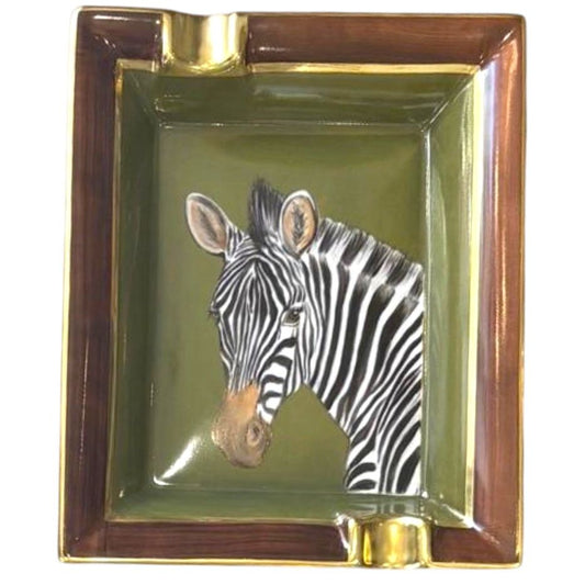 Porcelain ashtray - hand painted Zebra