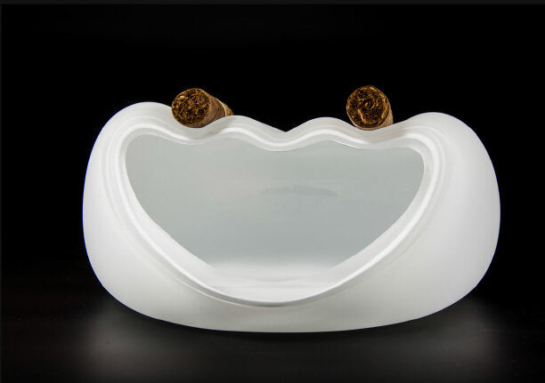 salamander ashtray, Handmade crystal ashtray - grey, handcrafted in Czech Republic,  Czevitrum ashtray,  cigar ashtray in white