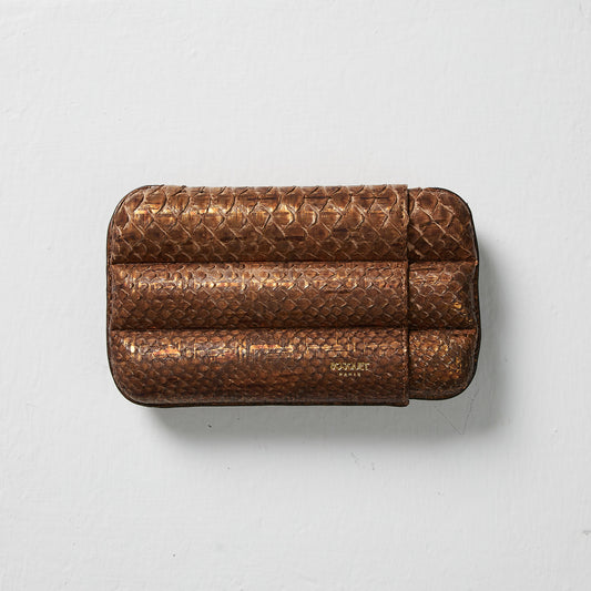genuine python Leather cigar Case for 3 cigars  - gold, elegant cigar case