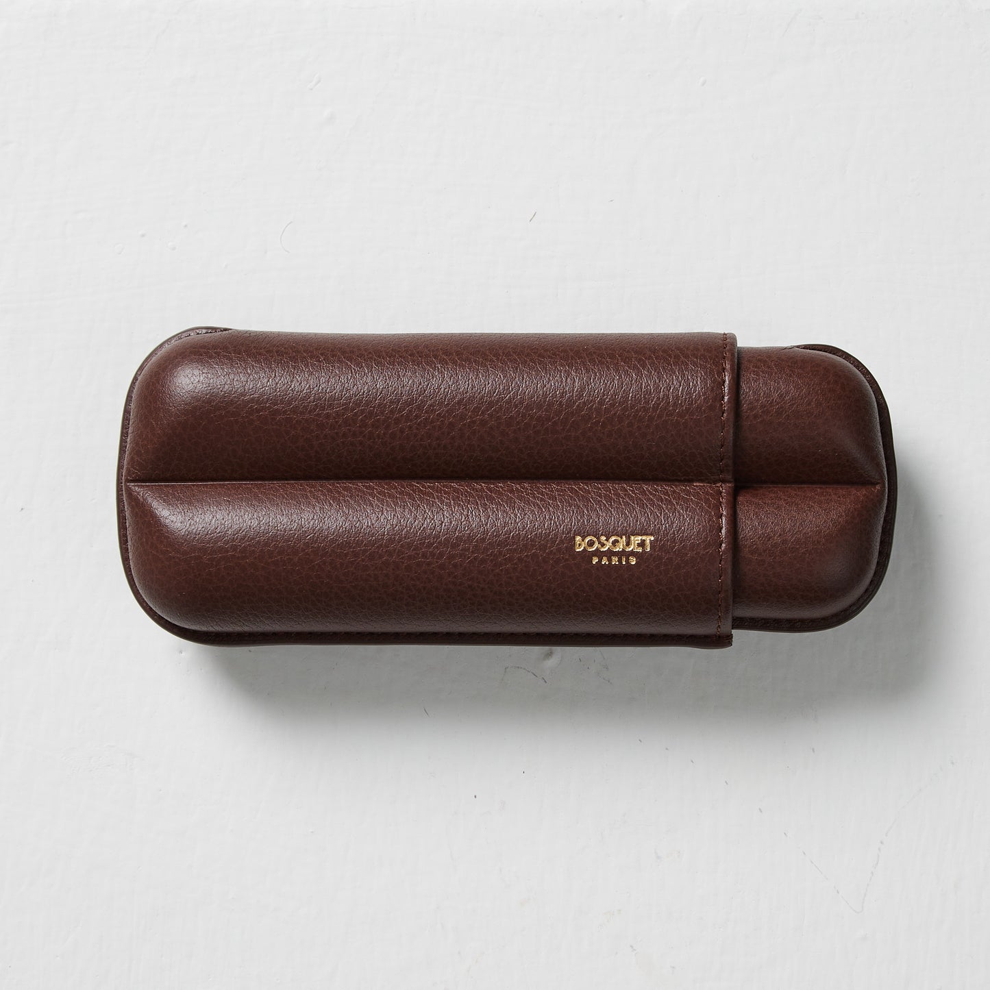 Grained Calf Leather cigar Case For 2 cigars - dark brown, genuine leather cigar case, elegant handcrafted cigar case