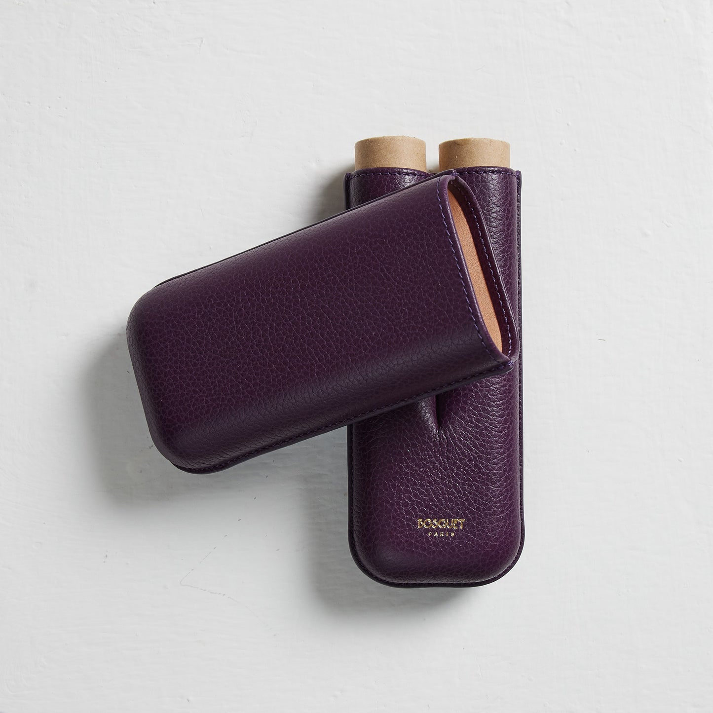 Grained Calf Leather cigar Case For 2 cigars - purple, genuine leather cigar case, elegant handcrafted cigar case
