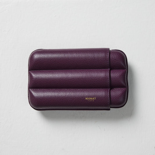 Grained Calf Leather cigar Case For 3 cigars - purple, genuine leather cigar case, elegant handcrafted cigar case